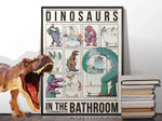 Dinosaurs bathroom poster. Funny Toilet Humour. Home bath Décor.