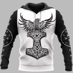 Viking T Shirt Mjolnir Axe Raven | Viking Hoodie