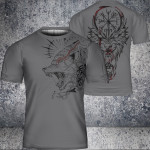 Viking T Shirt Wolf And Runestone