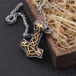 Viking Necklace Gold thor's hammer