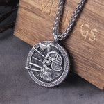 Viking Necklace Warrior and tree of life with axe pendant