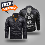 Viking Fleece Trend Leather Jacket Tree Of Life Sons Of Odin