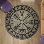 Viking Round Carpet Vegvisir Rock Rune