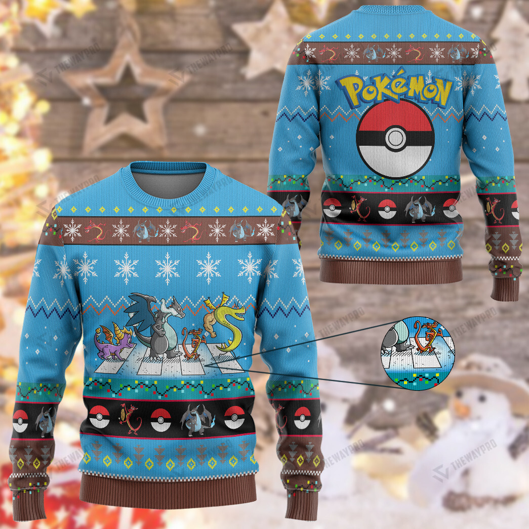 Pokemon Dragons on Abbey Road Christmas Sweater