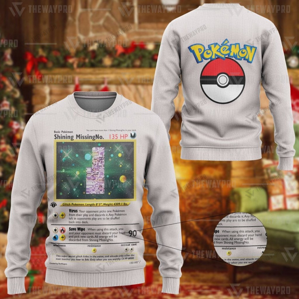 Pokemon 1st Edition MissingNo. Holo Rare Vintage Christmas Sweater