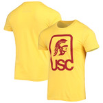 Men's Homefield Heathered Gold USC Trojans Head Logo Vintage T-Shirt