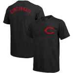 Men's Majestic Threads Black Cincinnati Reds Throwback Logo Tri-Blend T-Shirt