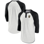 Men's Fanatics Branded Ash/Black Vegas Golden Knights True Classics Better Believe Raglan Henley 3/4-Sleeve T-Shirt