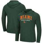 Men's Colosseum Green Miami Hurricanes Campus Long Sleeve Hooded T-Shirt