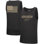 Men's Colosseum Heathered Black West Virginia Mountaineers Military Appreciation OHT Transport Tank Top