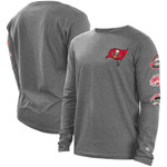 Men's New Era Heathered Gray Tampa Bay Buccaneers Hype 2-Hit Long Sleeve T-Shirt