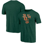 Men's Fanatics Branded Heathered Green Miami Hurricanes Team Hometown Tri-Blend T-Shirt