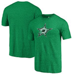 Men's Fanatics Branded Heathered Kelly Green Dallas Stars Primary Logo Tri-Blend T-Shirt