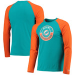 Men's New Era Aqua/Orange Miami Dolphins League Raglan Long Sleeve T-Shirt