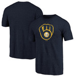 Men's Fanatics Branded Navy Milwaukee Brewers Weathered Official Logo Tri-Blend T-Shirt