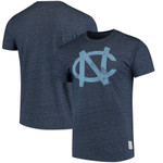 Men's Original Retro Brand Navy North Carolina Tar Heels Interlocking School Logo Mock Twist T-Shirt