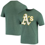 Men's Fanatics Branded Green Oakland Athletics Weathered Official Logo Tri-Blend T-Shirt
