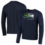 Men's New Era College Navy Seattle Seahawks Combine Authentic Sections Long Sleeve T-Shirt
