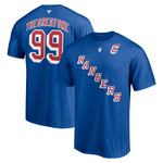Men's Fanatics Branded Wayne Gretzky Blue New York Rangers Authentic Stack Retired Player Nickname & Number T-Shirt