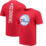Men's Fanatics Branded Ben Simmons Red Philadelphia 76ers Backer Name & Number T-Shirt