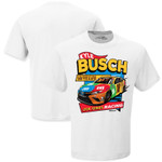 Men's Joe Gibbs Racing Team Collection White Kyle Busch Celebrating 80 Years M&M's Car Graphic 1-Spot T-Shirt