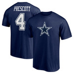 Men's Fanatics Branded Dak Prescott Navy Dallas Cowboys Team Player Icon Name & Number T-Shirt