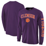 Men's Fanatics Branded Purple Clemson Tigers Distressed Arch Over Logo Long Sleeve Hit T-Shirt