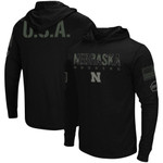 Men's Colosseum Black Nebraska Huskers OHT Military Appreciation Hoodie Long Sleeve T-Shirt