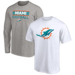Men's Fanatics Branded White/Heathered Gray Miami Dolphins T-Shirt Combo Set
