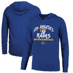 Men's Majestic Threads Royal Los Angeles Rams 2-Time Super Bowl Champions Softhand Long Sleeve Hoodie T-Shirt
