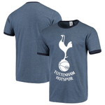 Men's Heathered Navy Tottenham Hotspur Primary Logo Ringer T-Shirt