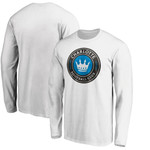 Men's Fanatics Branded White Charlotte FC Primary Logo Long Sleeve T-Shirt