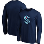 Men's Fanatics Branded Deep Sea Blue Seattle Kraken Primary Team Logo Long Sleeve T-Shirt