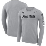Men's Nike Heathered Gray Air Force Falcons Red Tails Squadron Patch Performance Long Sleeve T-Shirt