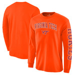 Men's Fanatics Branded Orange Virginia Tech Hokies Distressed Arch Over Logo Long Sleeve Hit T-Shirt