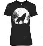 Wolf Big Moon Graphics Women Tank Top V-Neck T-Shirt