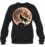 Wolf Howling At Moon Sweatshirt Hoodie Long Sleeve