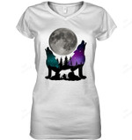 Wolf Howling Natural Women Tank Top V-Neck T-Shirt
