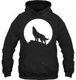 Wolf Howling At Moon 3 Sweatshirt Hoodie Long Sleeve