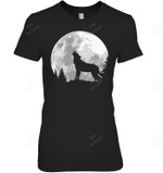 Wolf Full Moon Forest Howling Nature Women Tank Top V-Neck T-Shirt