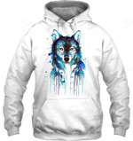 Blue Wolf Painting Sweatshirt Hoodie Long Sleeve