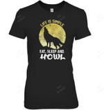 Eat Sleep And Howl Wolf Vintage Grunge Halloween Women Tank Top V-Neck T-Shirt