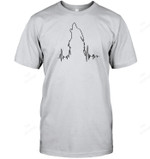 Howling Wolf Heartbeat Shirt Spirit Animal Dark Graphic Men Tank Top V-Neck T-Shirt