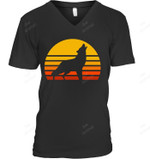 Vintage Wolf Sunset Retro Men Tank Top V-Neck T-Shirt