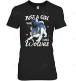 Just A Girl Who Loves Wolves Wolf Lover Women Gifts Sweatshirt Women Tank Top V-Neck T-Shirt