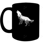 Howling Wolf Hoodie Silhouette With Mountains Art Mug