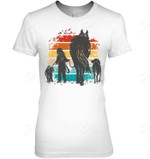 Vintage Girl With Dogs And Horse Women Tank Top V-Neck T-Shirt