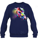 Horse Colorful Horse's Head Pop Art Sweatshirt Hoodie Long Sleeve