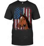Horse American Flag Patriotic Horseback Men Tank Top V-Neck T-Shirt
