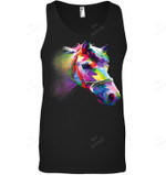 Horse Colorful Horse's Head Pop Art Men Tank Top V-Neck T-Shirt